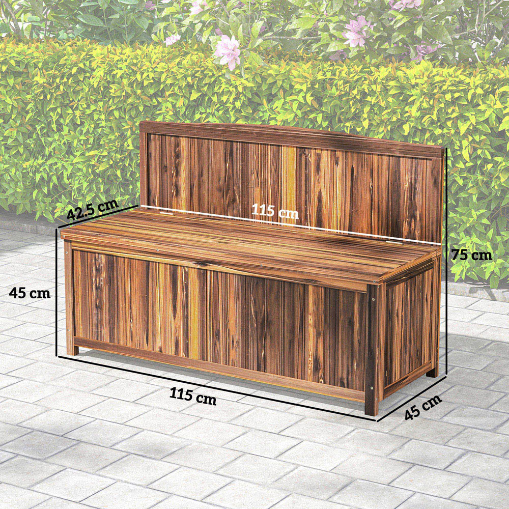 Outsunny 2 Seater Brown Wood Storage Bench Image 8