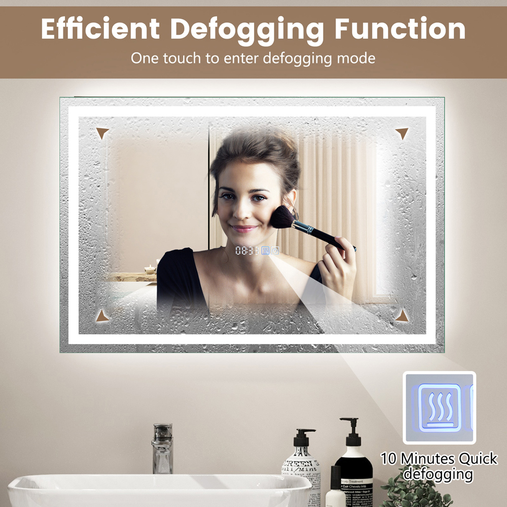 Costway 3 Colour LED Wall Mounted Rectangle Mirror Image 7