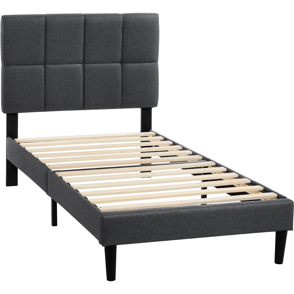 VIDA DESIGNS Velmora Single Dark Grey Linen Fabric Bed Image 2