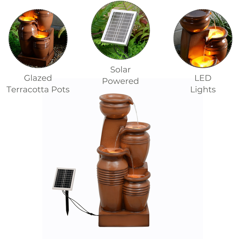 Teamson Home 4-TierLED Solar Powered Terracotta Cascading Urn Outdoor Waterfall Fountain Image 7