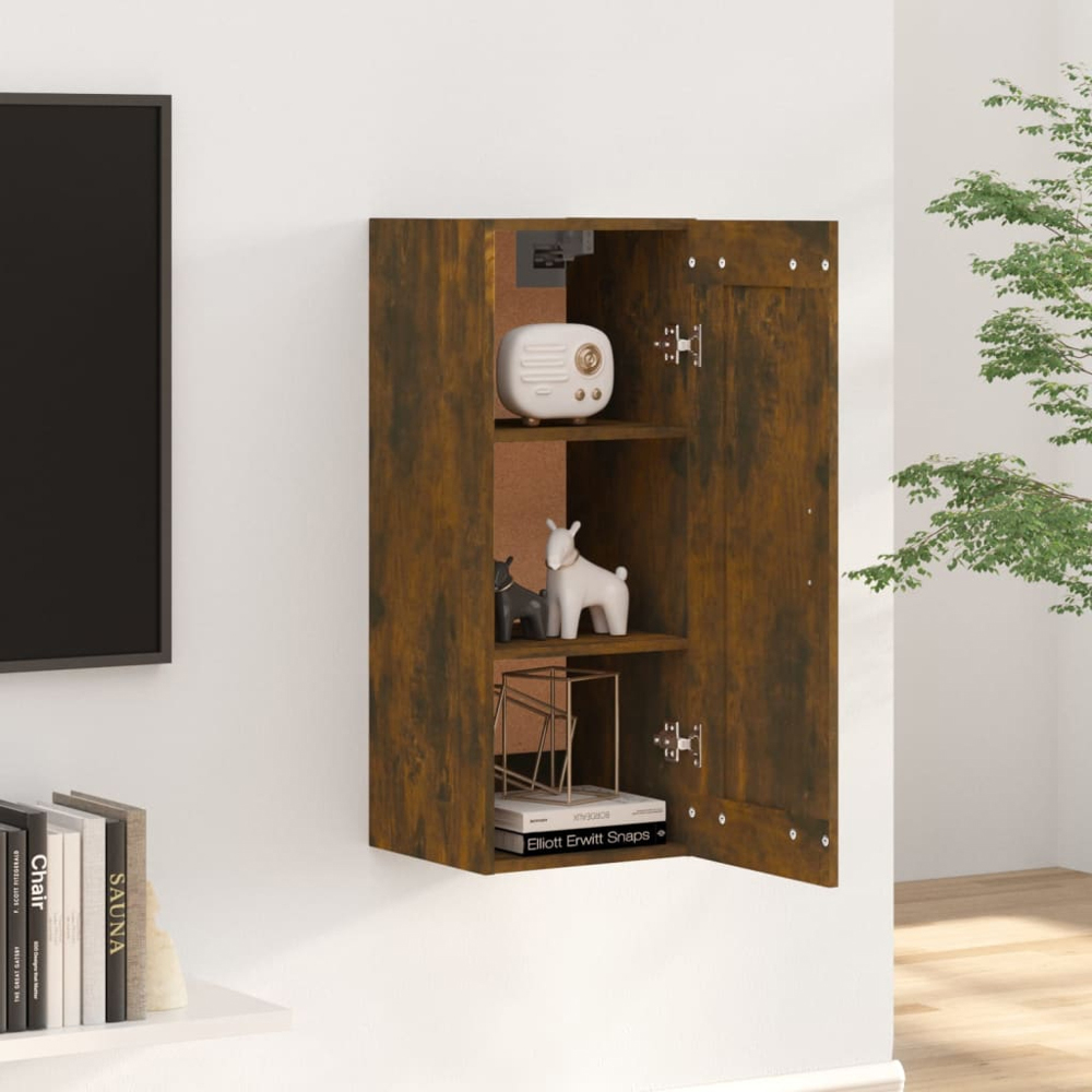 vidaXL Single Door Smoked Oak Hanging Cabinet Image 8