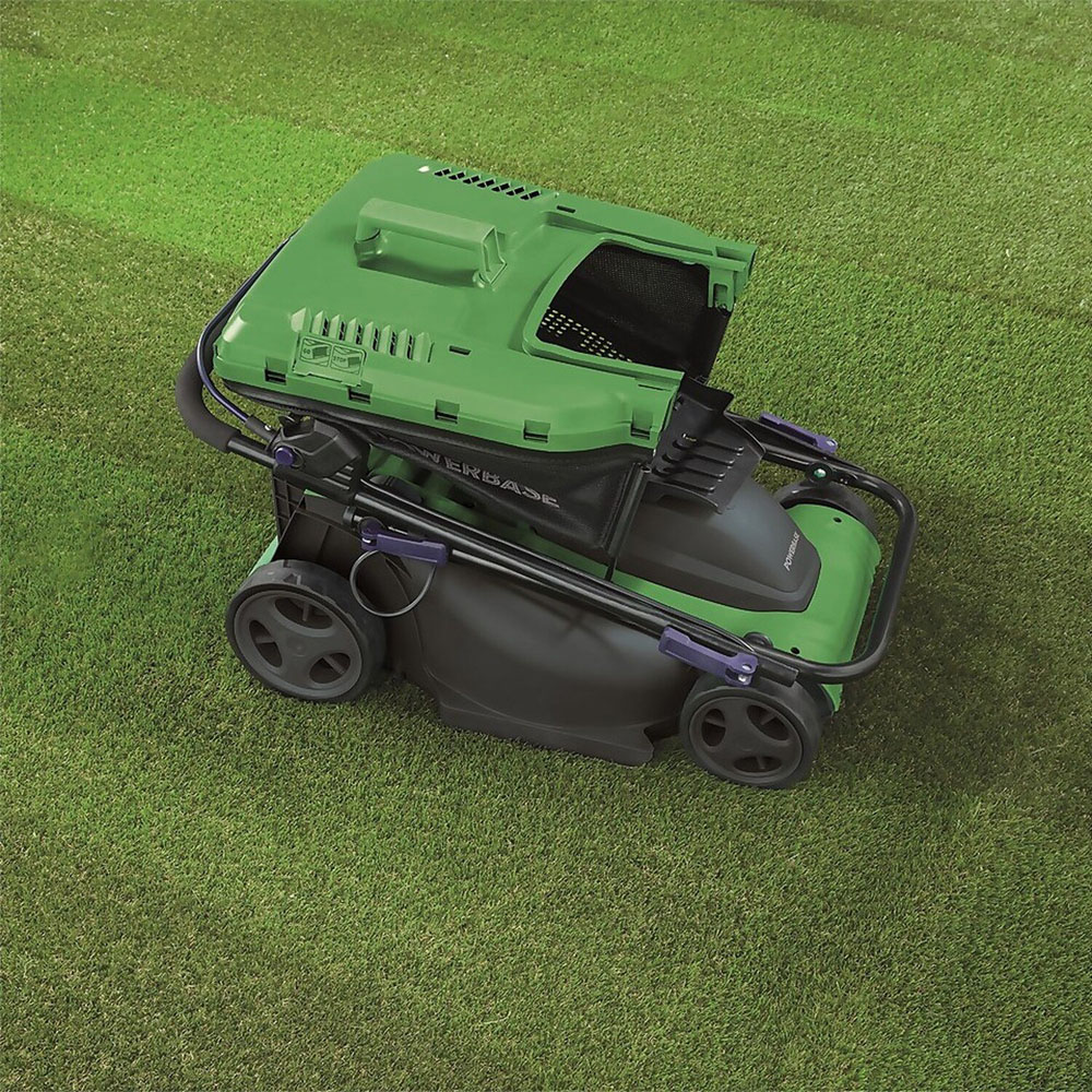 Powerbase 1600W 37cm Green Electric Lawn Mower Image 5