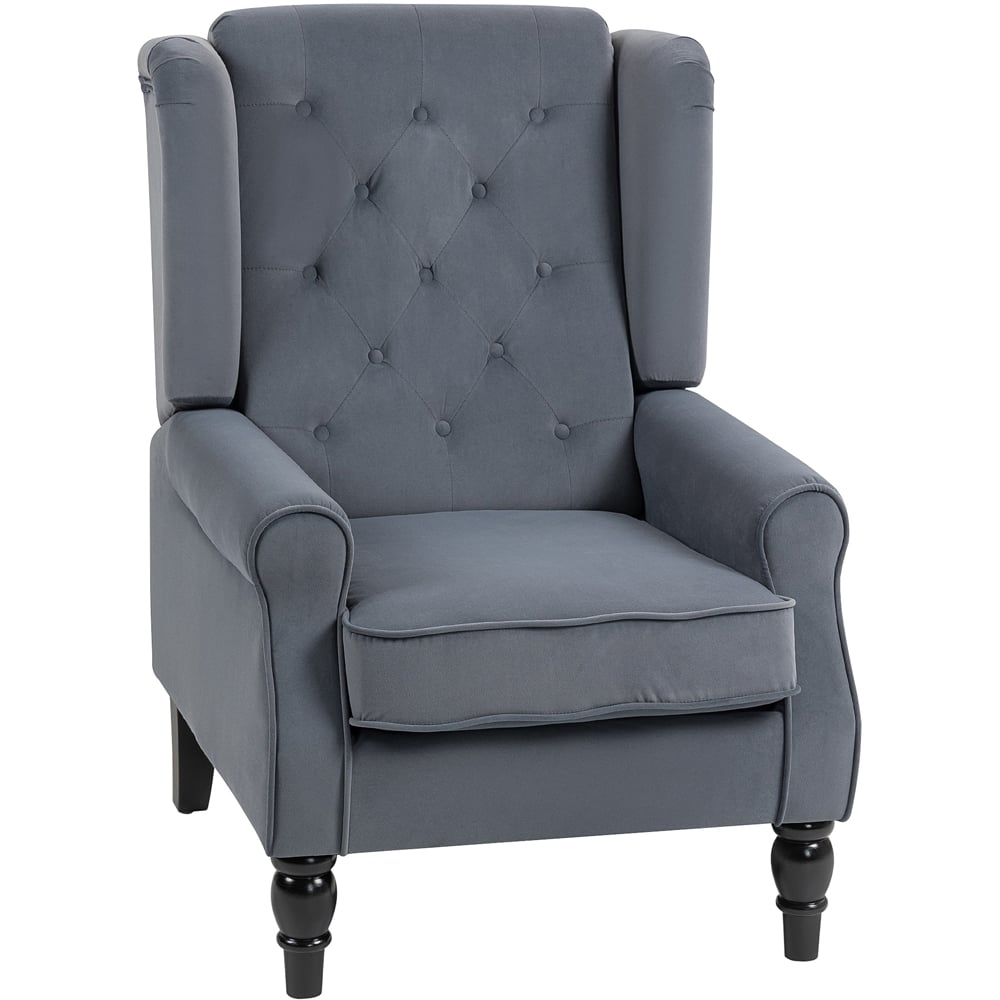 HOMCOM Grey Tufted Club Fabric Accent Armchair Image 2