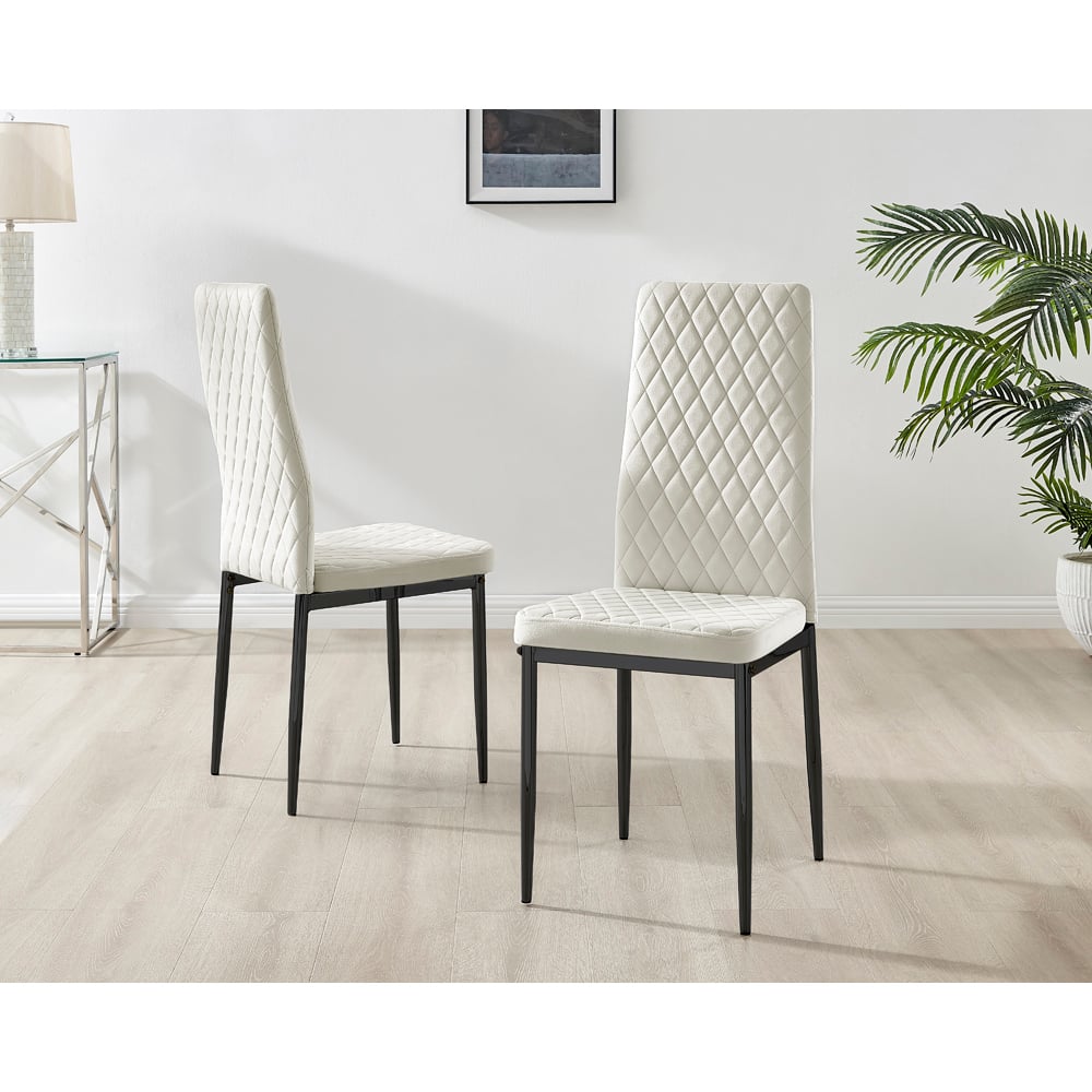 Furniturebox Copeland Valera Marble Effect 4 Seater Dining Set White Cream and Black Image 9