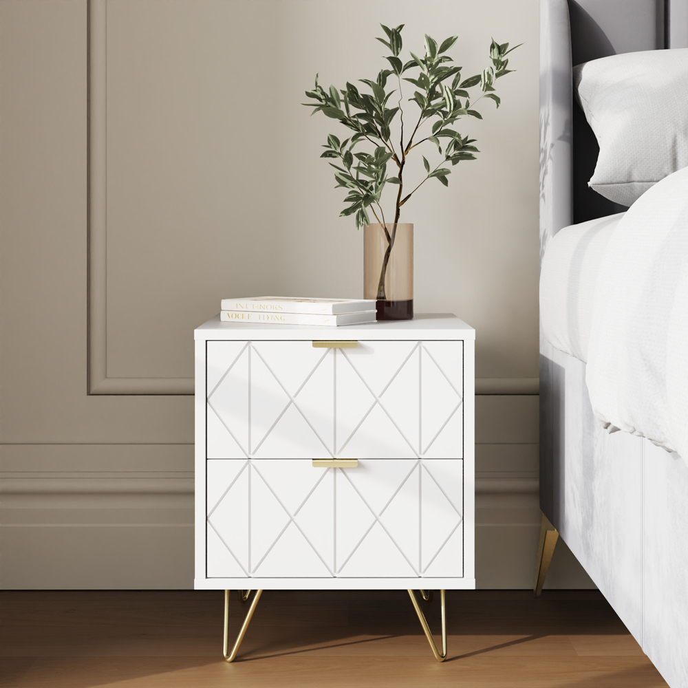 GFW Alora 2 Drawer White Bedside Table Image 3