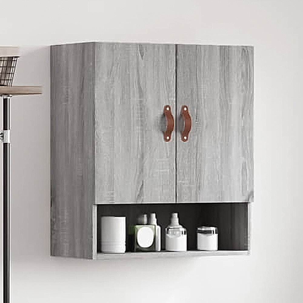vidaXL 2 Door Single Shelf Grey Sonoma Oak Wall Cabinet Image 1