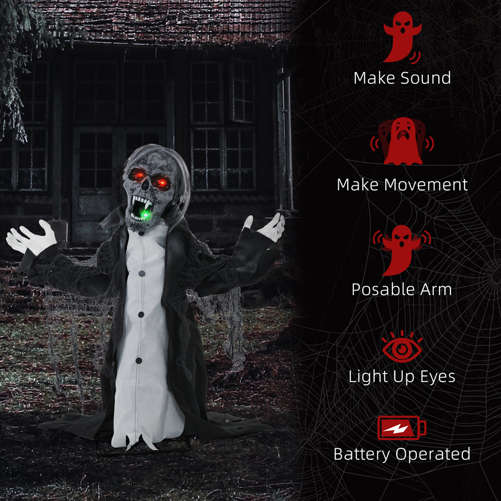 HOMCOM Voice Activated Animatronics Skeleton Halloween Decoration Image 8