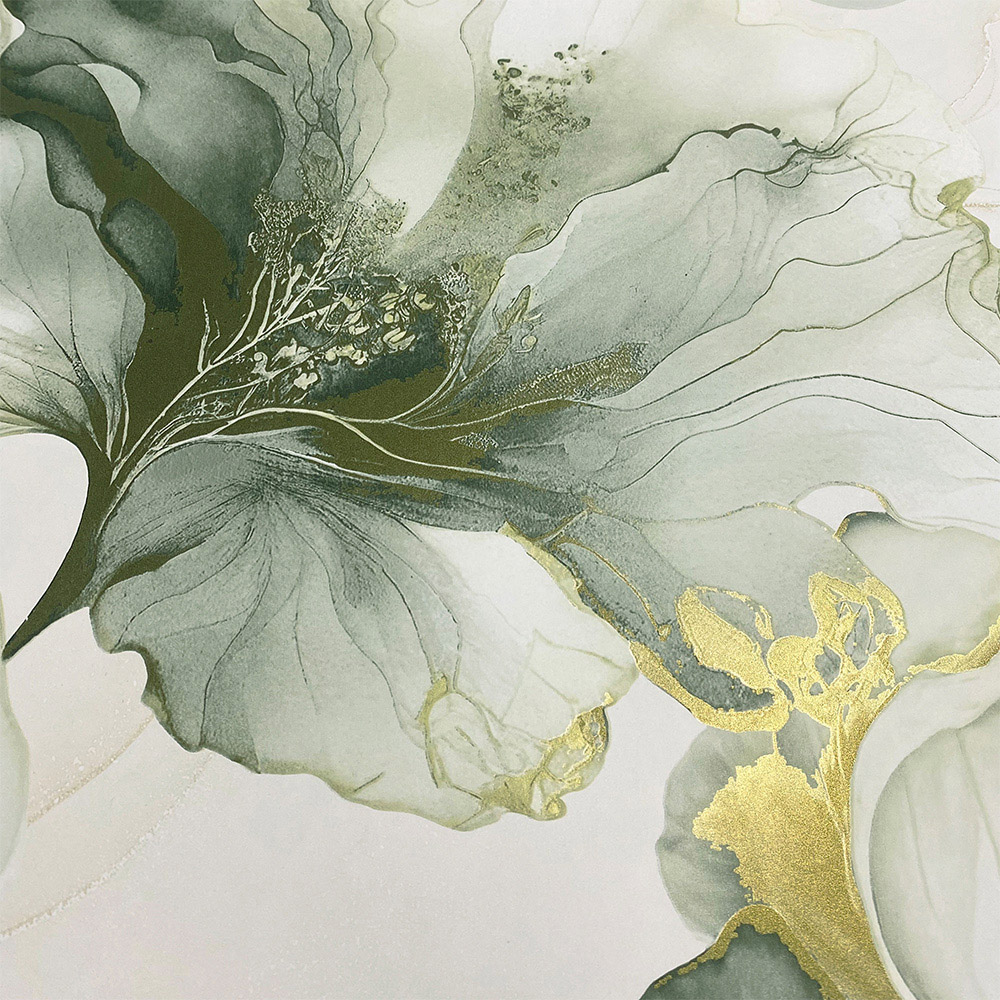 Muriva Elysian Floral Green and Gold Wallpaper Image 4