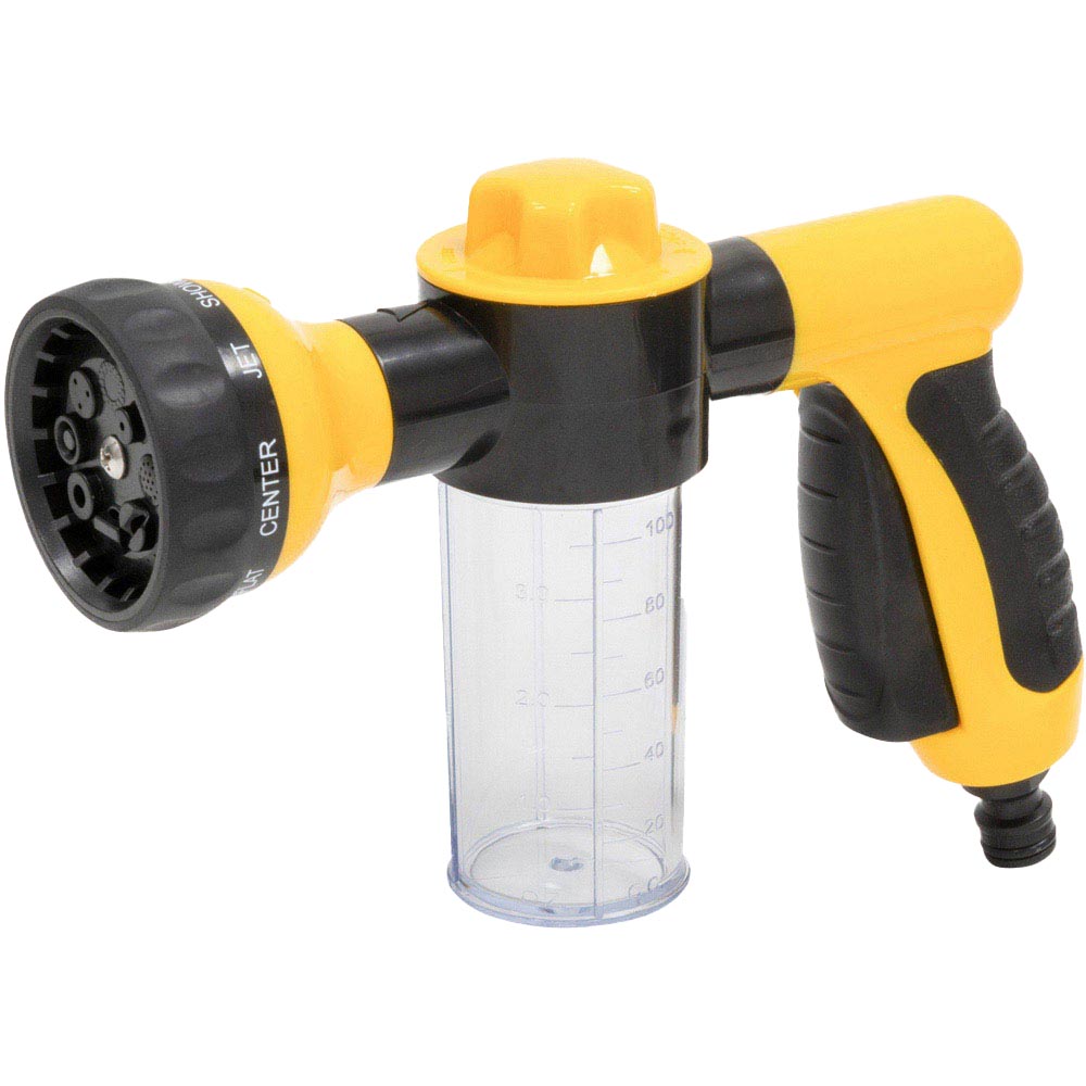 wilko Yellow 8 Mode Garden Hose Spray Gun with Anti-Slip Handle Image 1