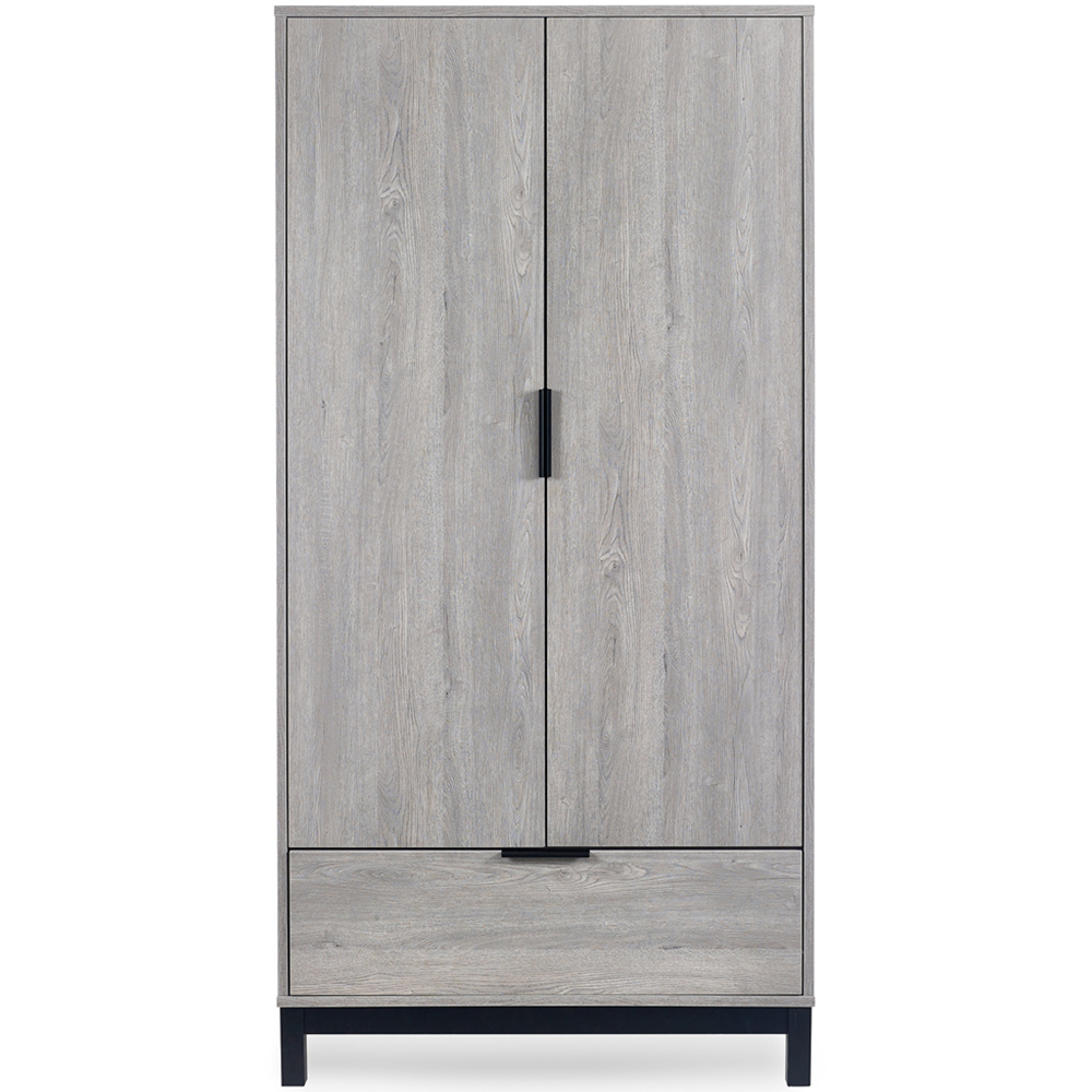 Julian Bowen Bali 2 Door Single Drawer Grey Oak Wardrobe Image 3