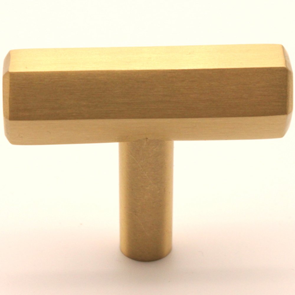 Spira Brass Satin Brass T-Bar Pull Cupboard Handle Image 3