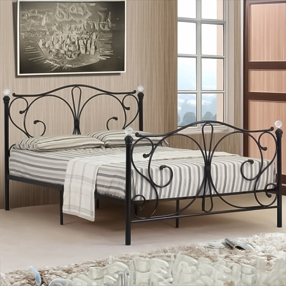 Brooklyn Finial Double Black Metal Bed Frame Image