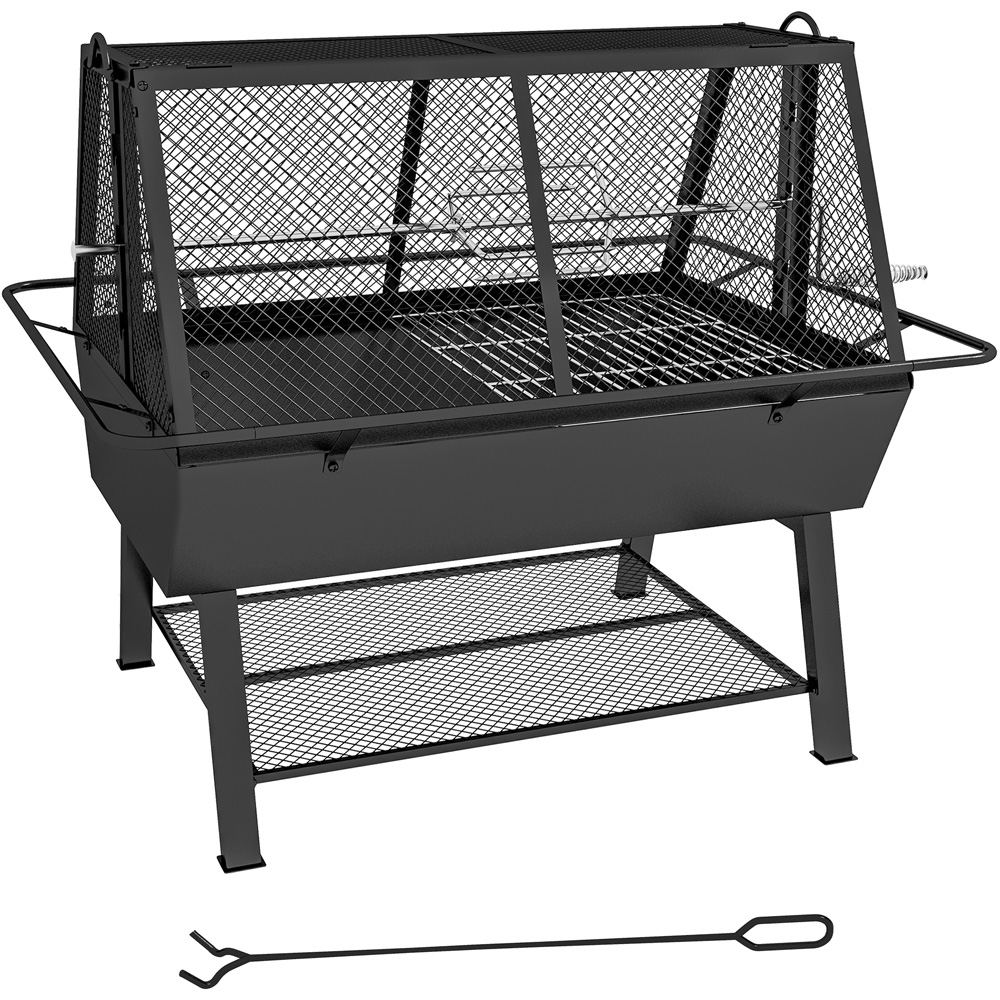 Outsunny 3 in 1 Charcoal Barbecue Grill with Mesh Lid Image 1