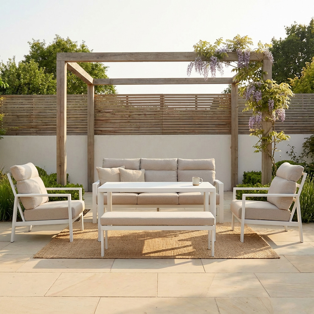 Marseille High Back Sofa Set Beige Image 5