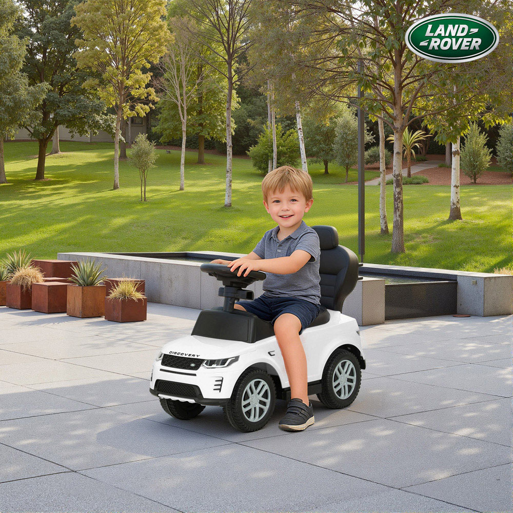 Tommy Toys AIYAPLAY 2-in-1 White Licensed Land Rover Baby Push Car with Guardrail Image 3