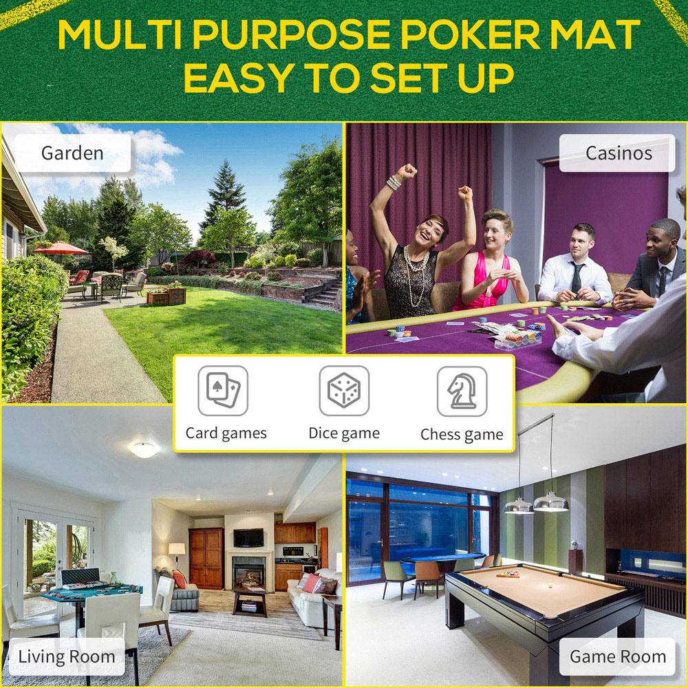 SPORTNOW 10 Player Table Top Foldable Poker Mat with Cup Holders and Carry Bag Image 7