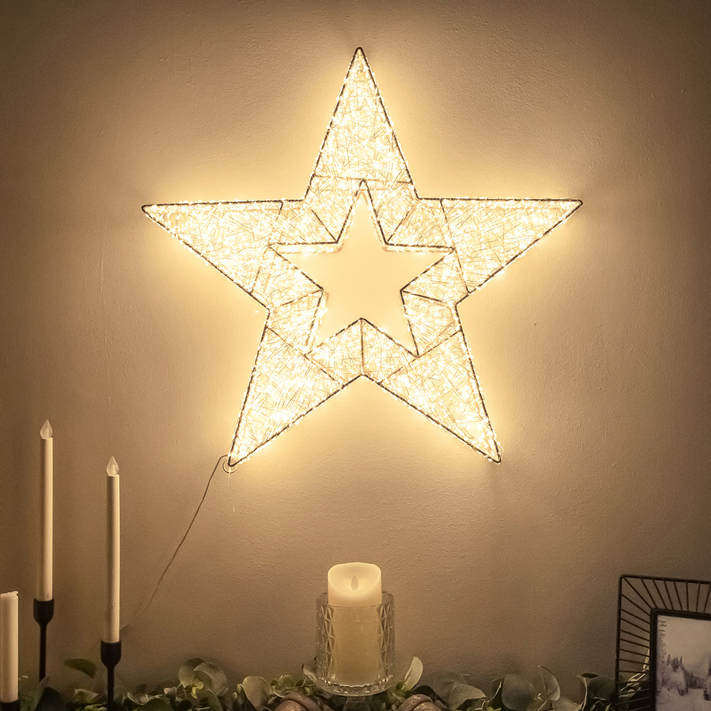 The Christmas Centre 6000 Warm White LED Micro Lights Pre-Lit Gold Light-Up Star 57cm Image 7
