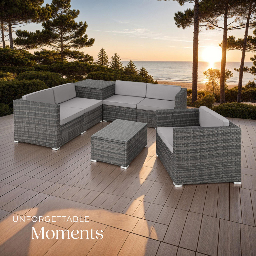 tectake Pisa 5 Seater Grey Garden Sofa Set Image 8