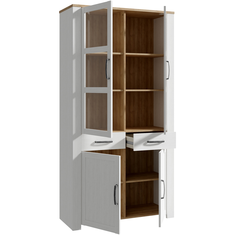 Florence Bohol 4 Door 2 Drawer Oak and White Display Cabinet Image 4