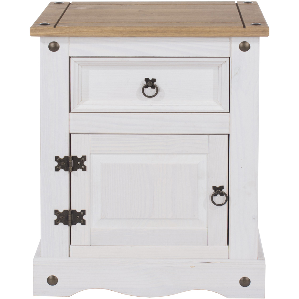 Core Products Corona Single Door Single Drawer White Bedside Cabinet Image 3