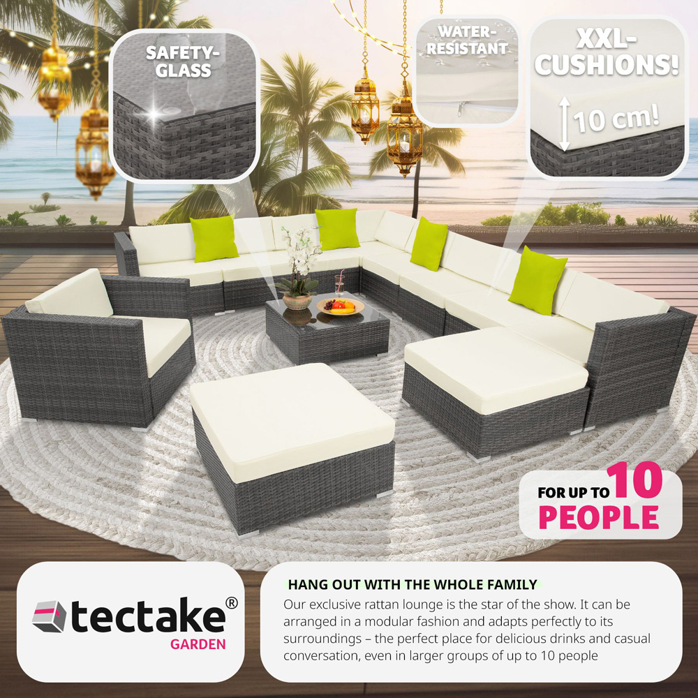 tectake Las Vegas 10 Seater Grey Garden Furniture Set Image 7