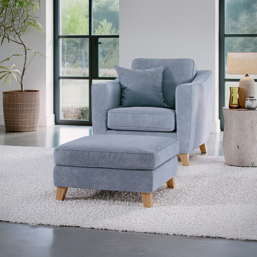 Marlon City Fine Blue Footstool Image 3