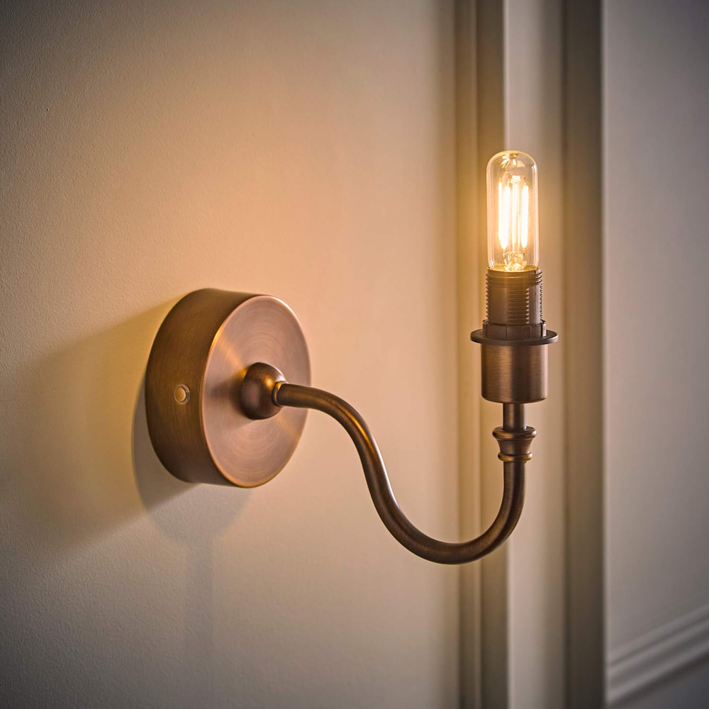 ValueLights Lowe Brushed Brass Metal Portable Rechargeable Wall Light Base with Bulb Image 2