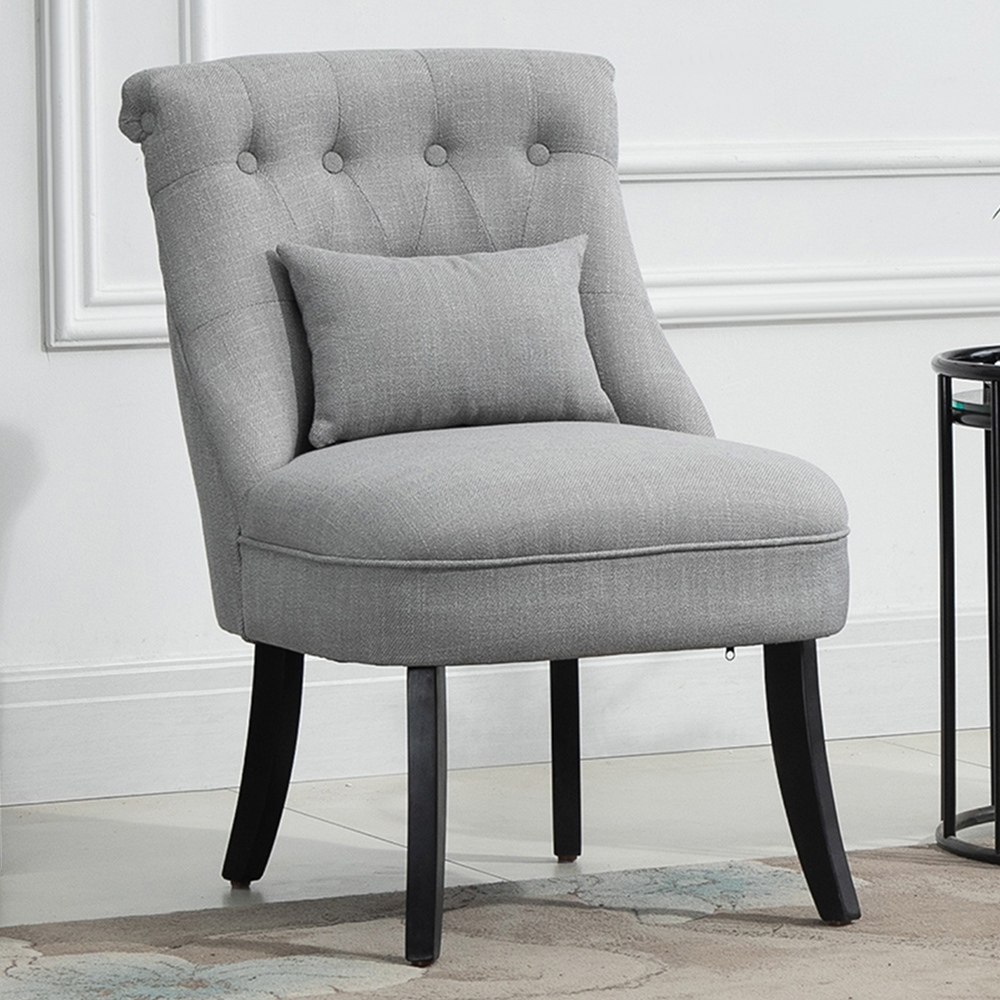 Portland Grey Tufted Dining Chair with Pillow Image 1