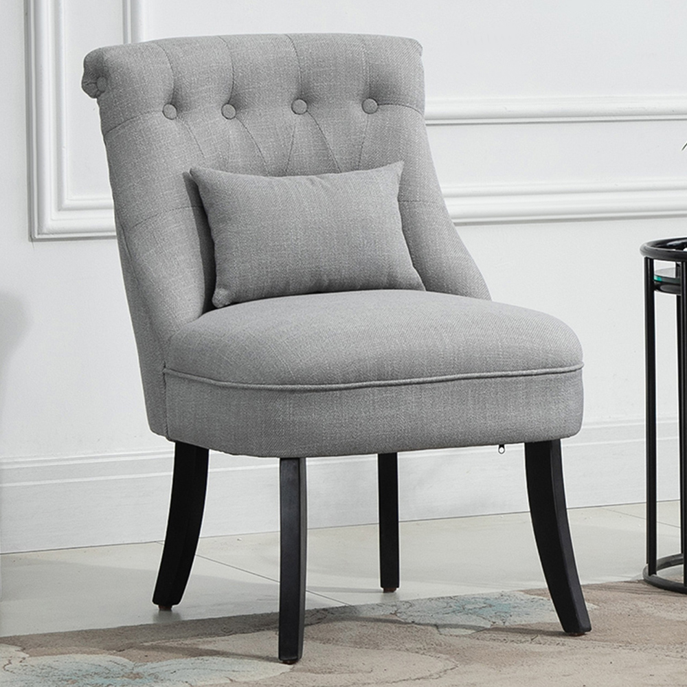 Portland Grey Tufted Accent Chair with Pillow Image 1