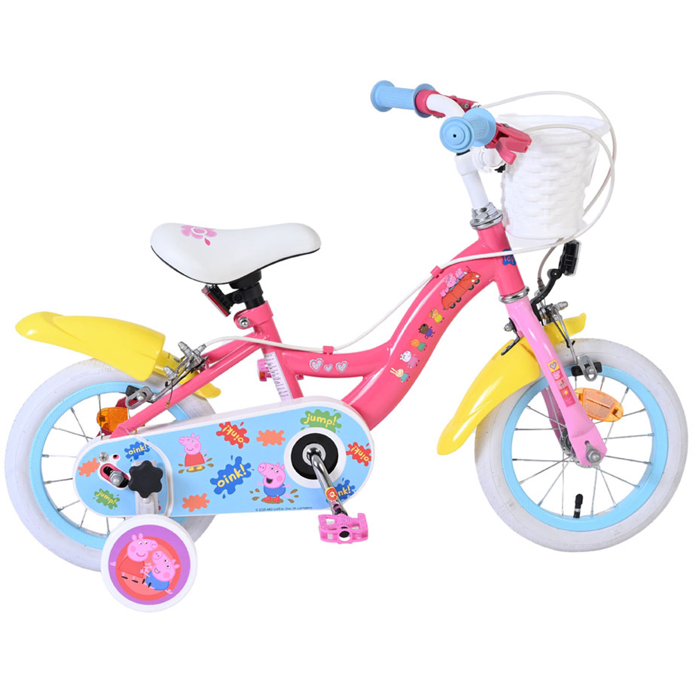 Volare Peppa Pig Kids 12 inch Multicolour Bike with Stabilisers and Basket Image 5