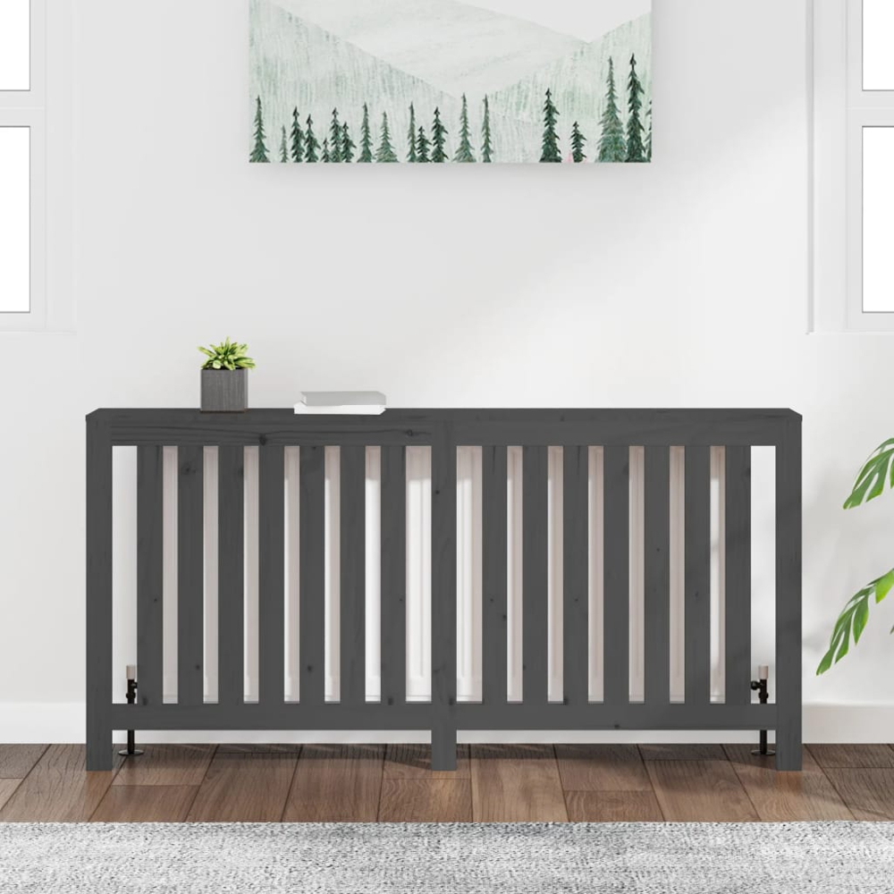 vidaXL Grey Pine Wood Radiator Cover 840 x 1690mm Image 2