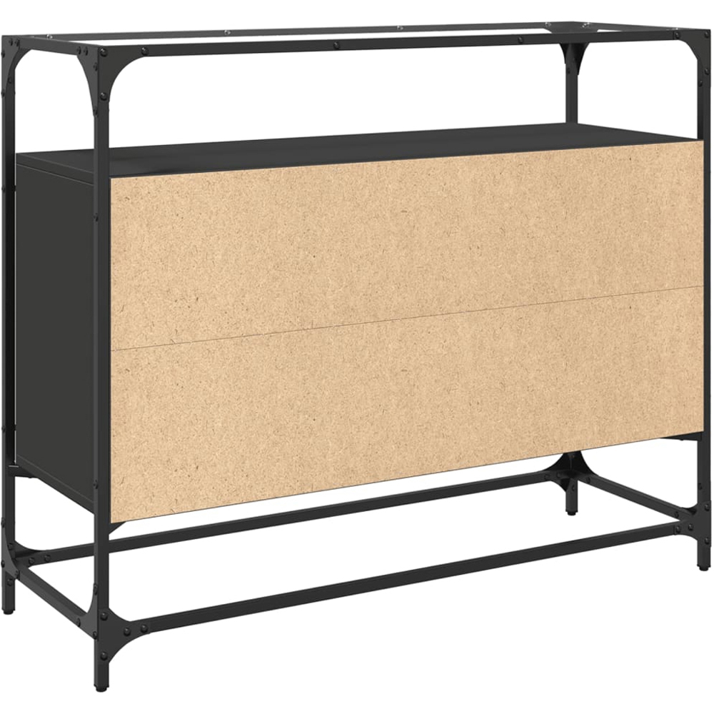 vidaXL 2 Door 3 Shelf Black Glass Top Oak Sideboard Image 6