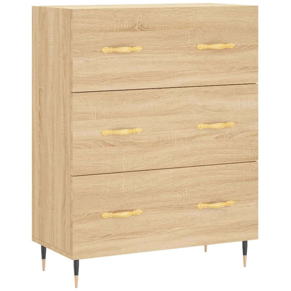vidaXL 3 Drawer Sonoma Oak Large Sideboard Image 2