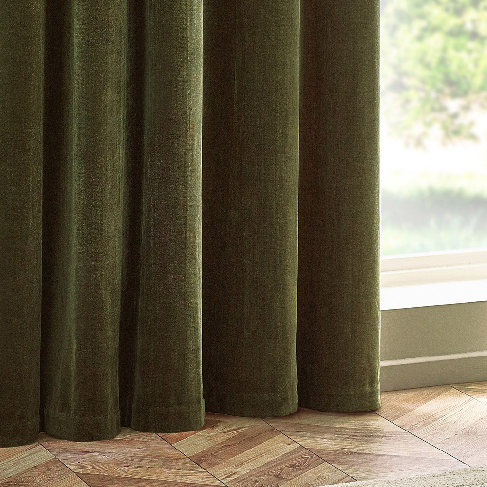 Yard Olive Chenille Blackout Eyelet Curtains 117 x 183cm Image 4
