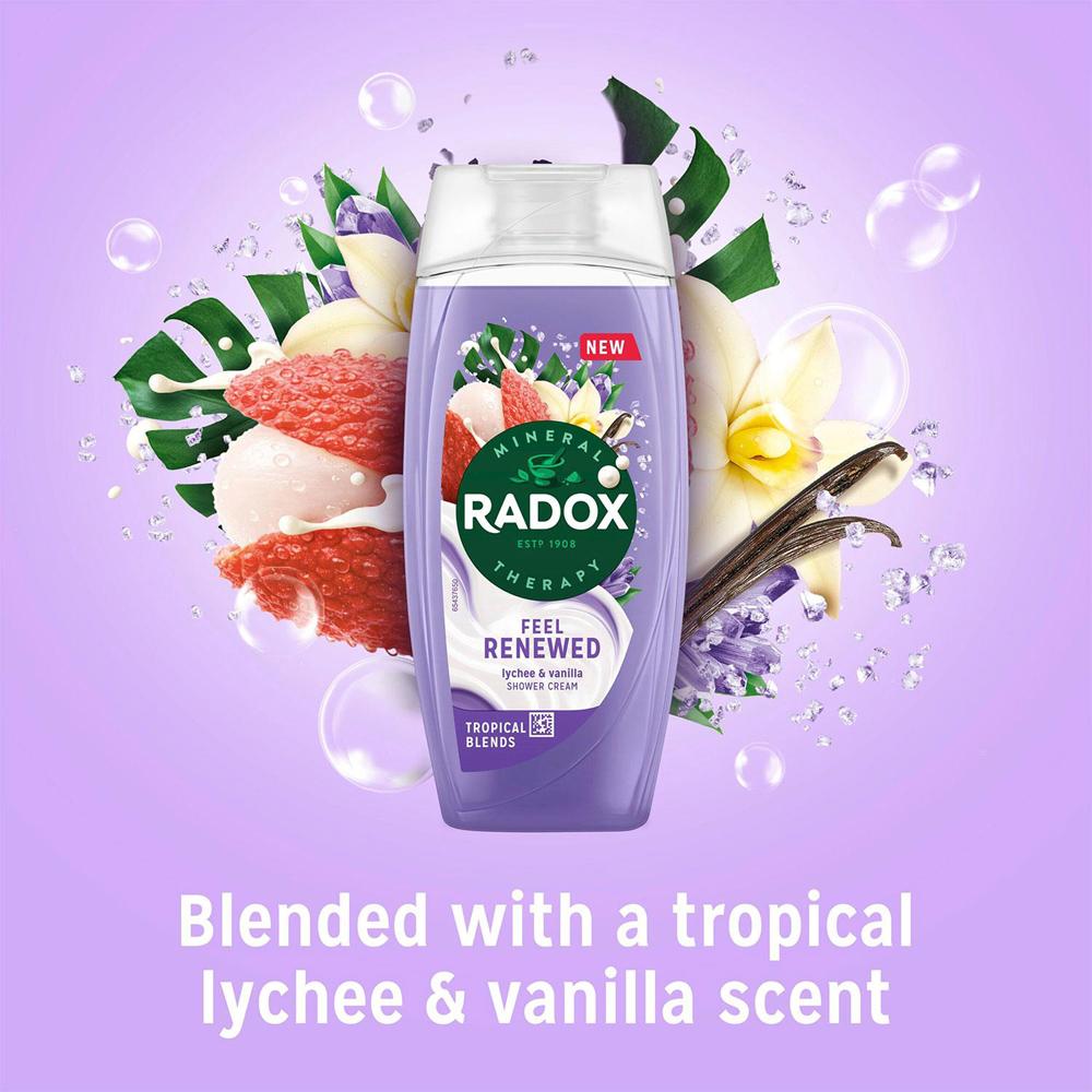 Radox Mineral Therapy Feel Renewed Lychee and Vanilla Moisturising Shower Cream 225ml 6 Pack Image 4