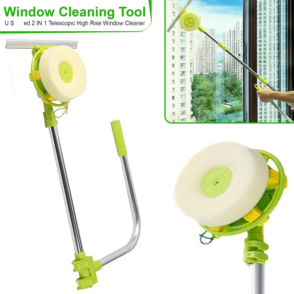 ATEK High-Reach Telescopic Window Cleaner with U-Shaped Brush Head Image 5