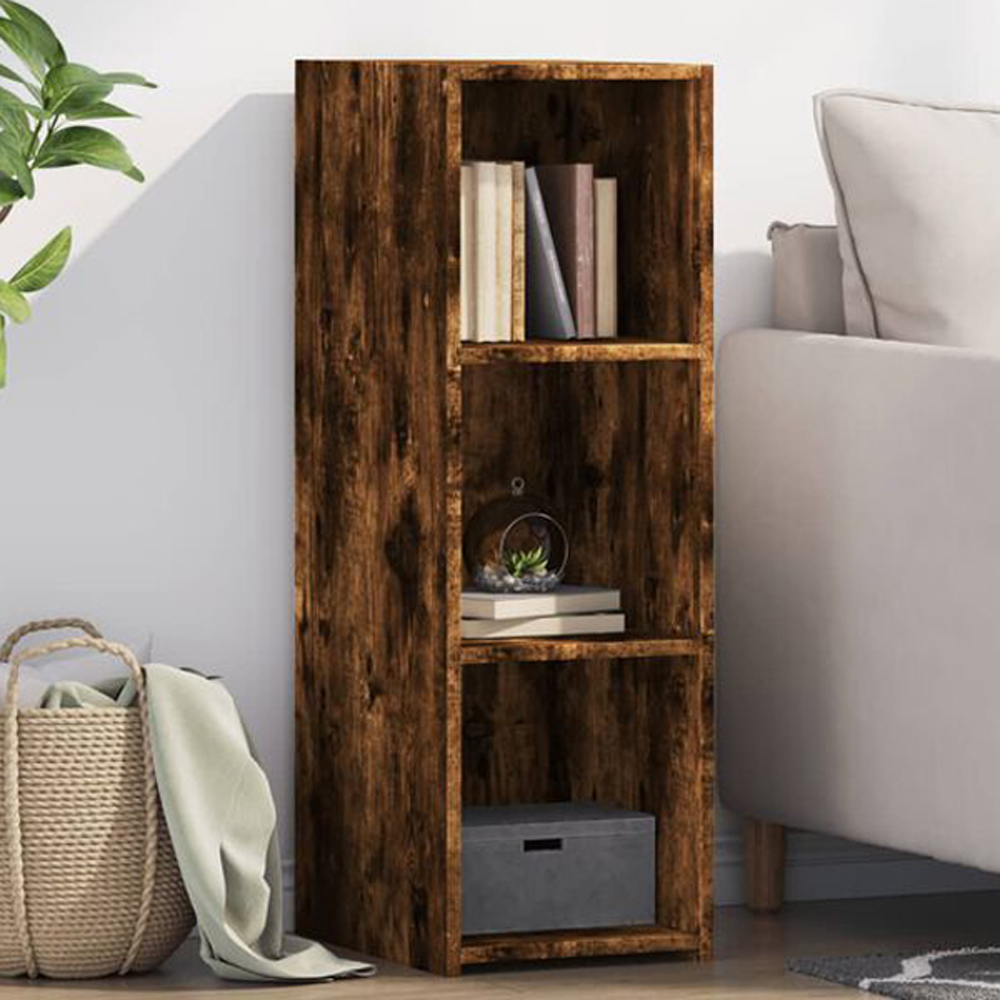 vidaXL 3 Shelf Smoked Oak Compact Sideboard Image 1