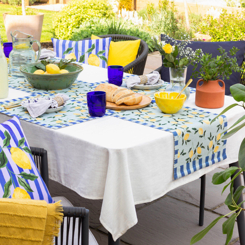 furn. Lemons Blue Table Runner 180 x 35cm Image 7