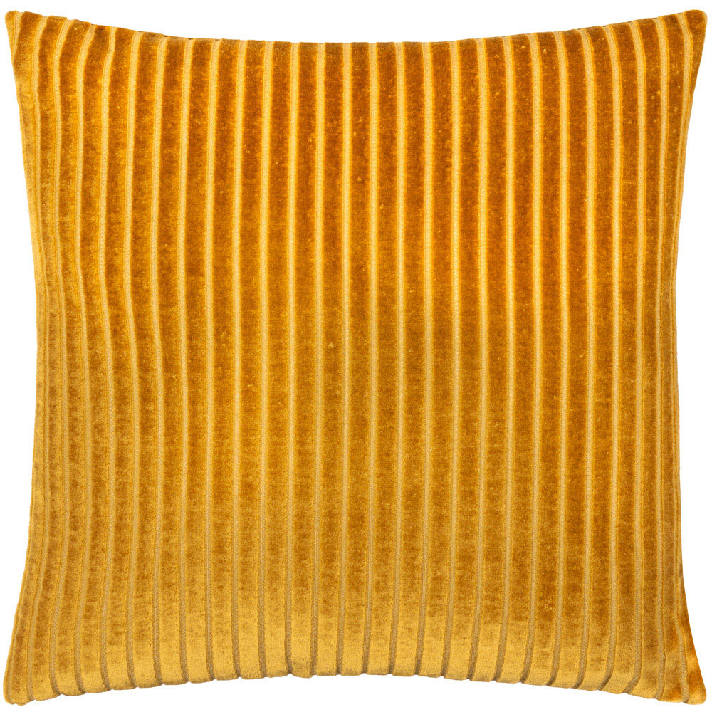 Paoletti Savoy Stripe Gold Velvet Cushion 50 x 50cm Image 1