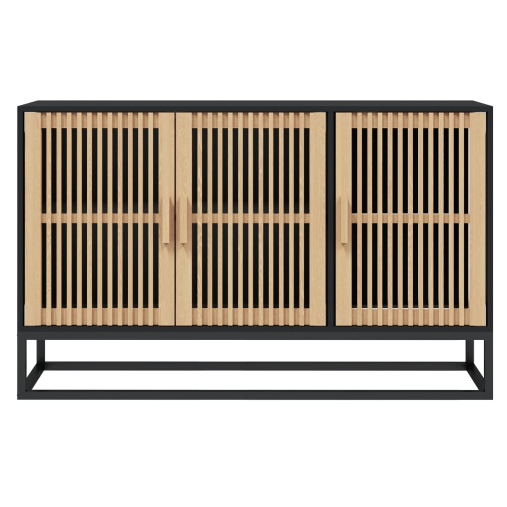 vidaXL 3 Door Black Wooden Sideboard Image 4