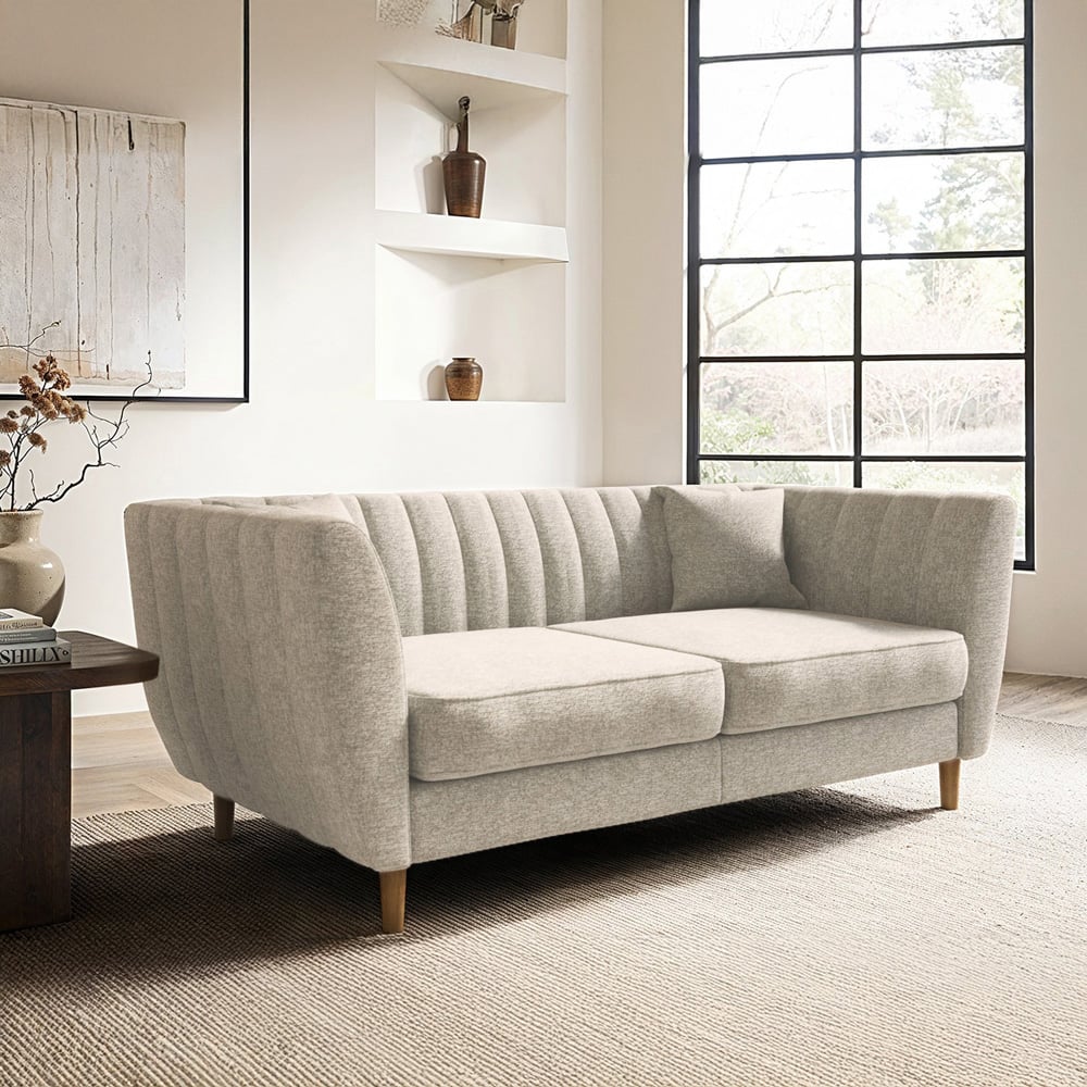 Solace+Co Remi 2 Seater Beige Mid Century Chenille Sofa Image 5