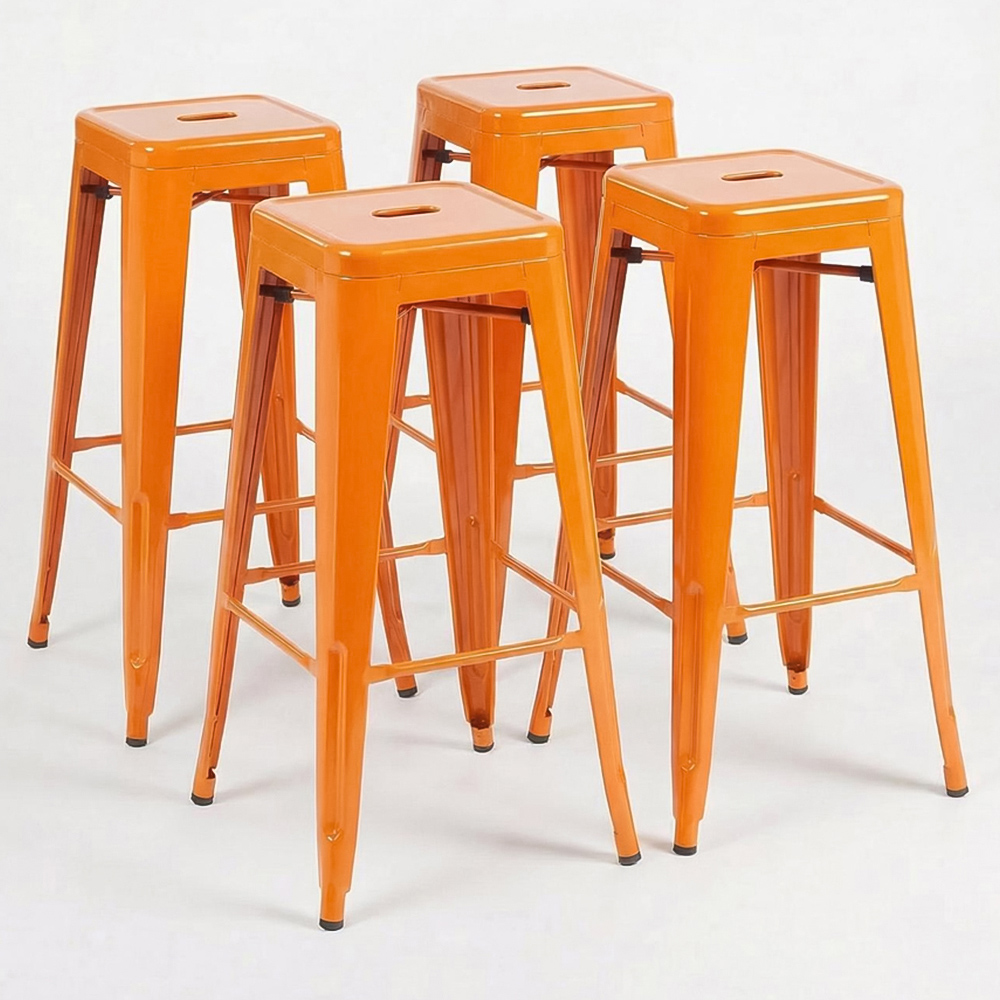 FWStyle Orange Gloss Metal Bar Stool 4 Pack Image 4