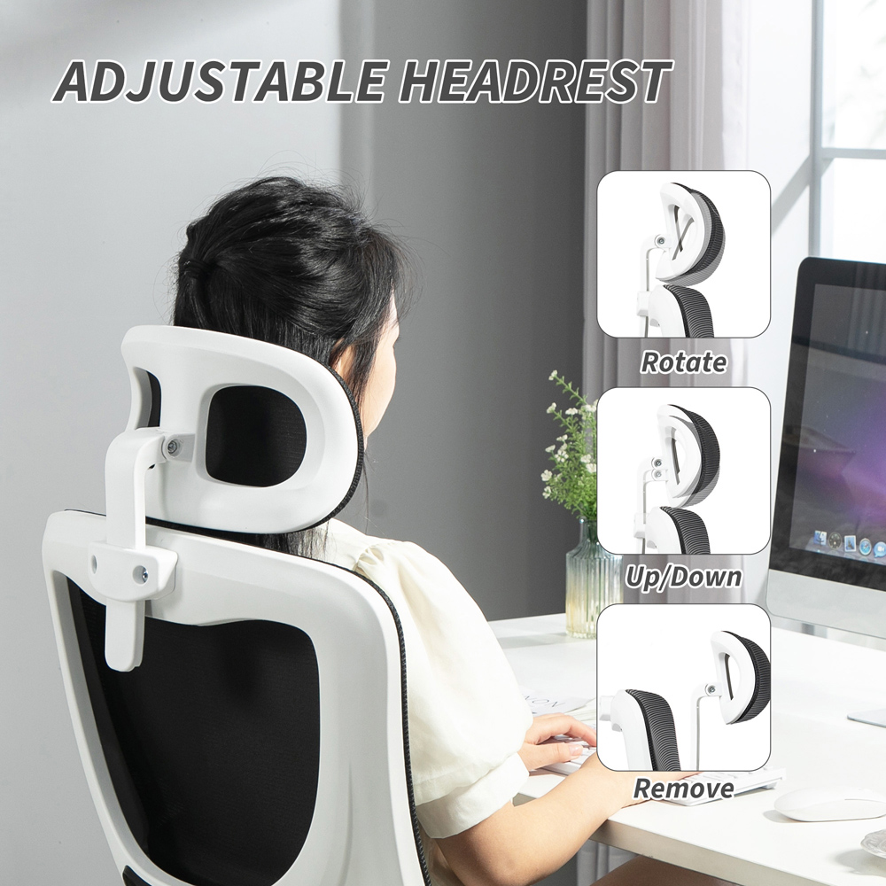 Portland Black Mesh Recliner Office Chair with Adjustable Headrest and Lumbar Support Image 7