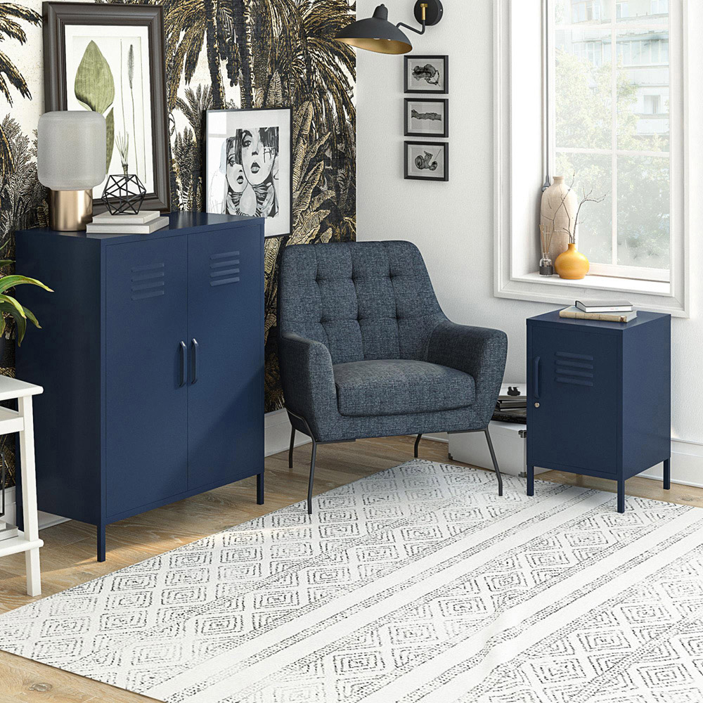 Dorel Bradford Single Door Navy Metal Locker End Table Image 7