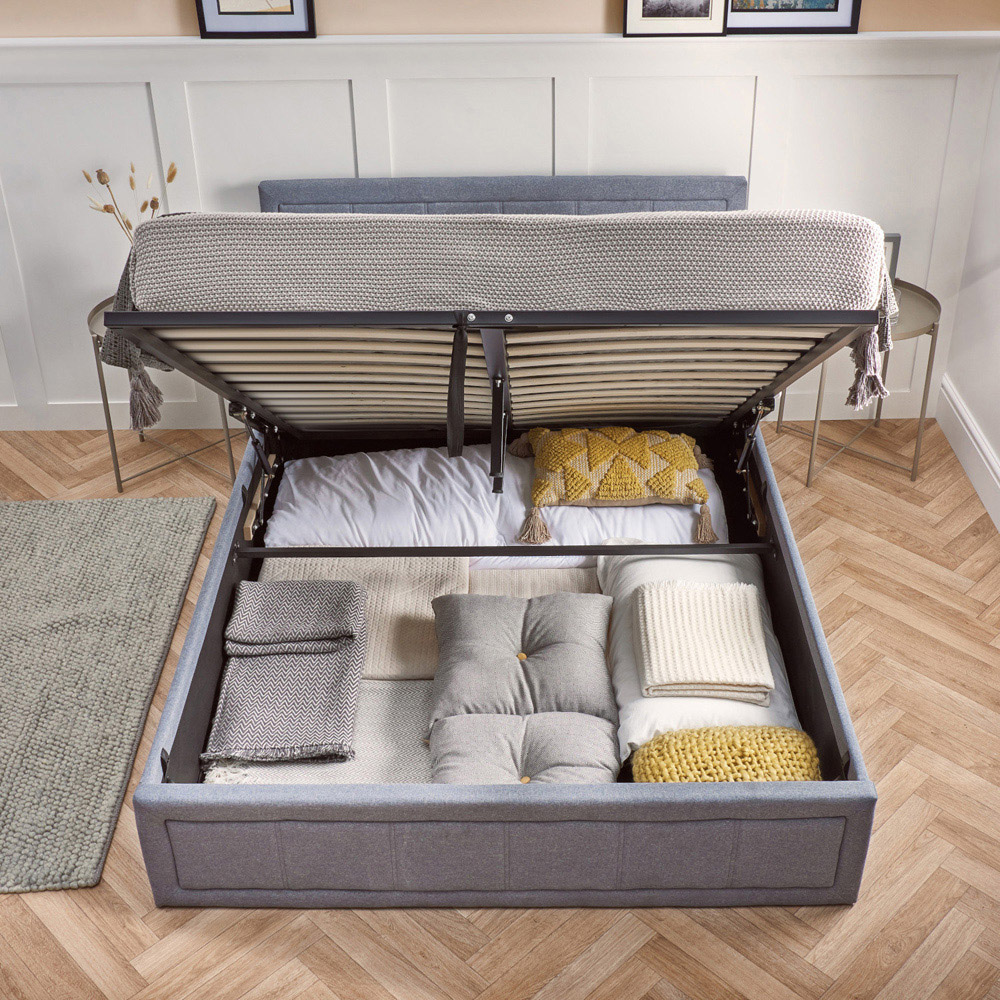 Portland King Size Ottoman Upholstered Bed Frame with Storage Image 2