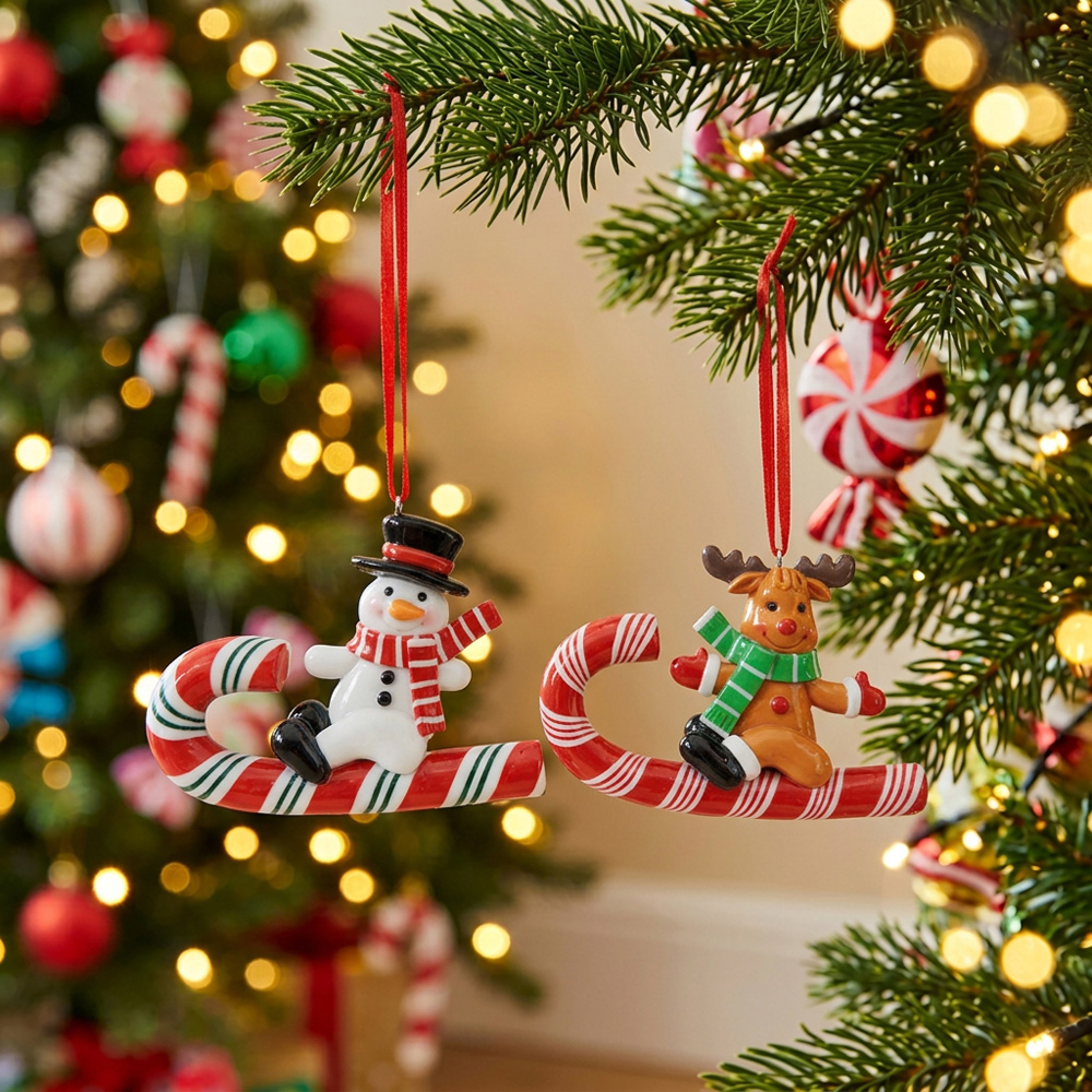 Christmas Character on Candy Cane Hanging Decoration Image 2