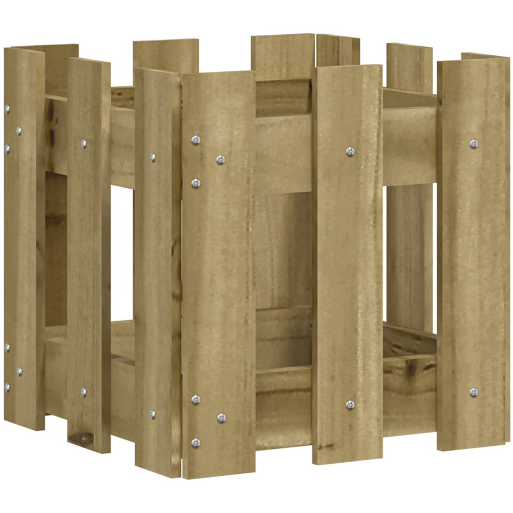 vidaXL Natural Impregnated Pine Wood Fence Design Garden Planter 30 x 30 x 30cm Image 3