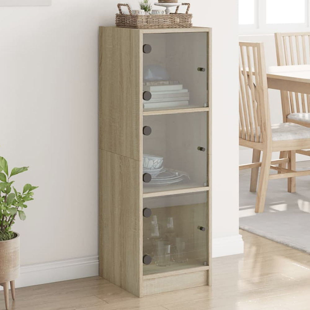 vidaXL 3 Glass Door Sonoma Oak Highboard Image 1