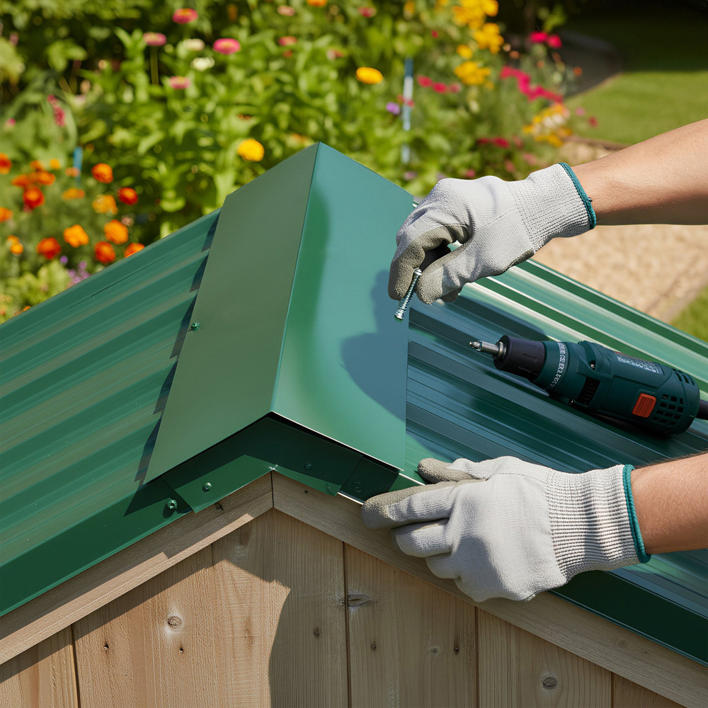 Harbour Housewares Green Galvanised Steel Roofing Ridge Cap 30 x 60cm 5 Pack Image 6