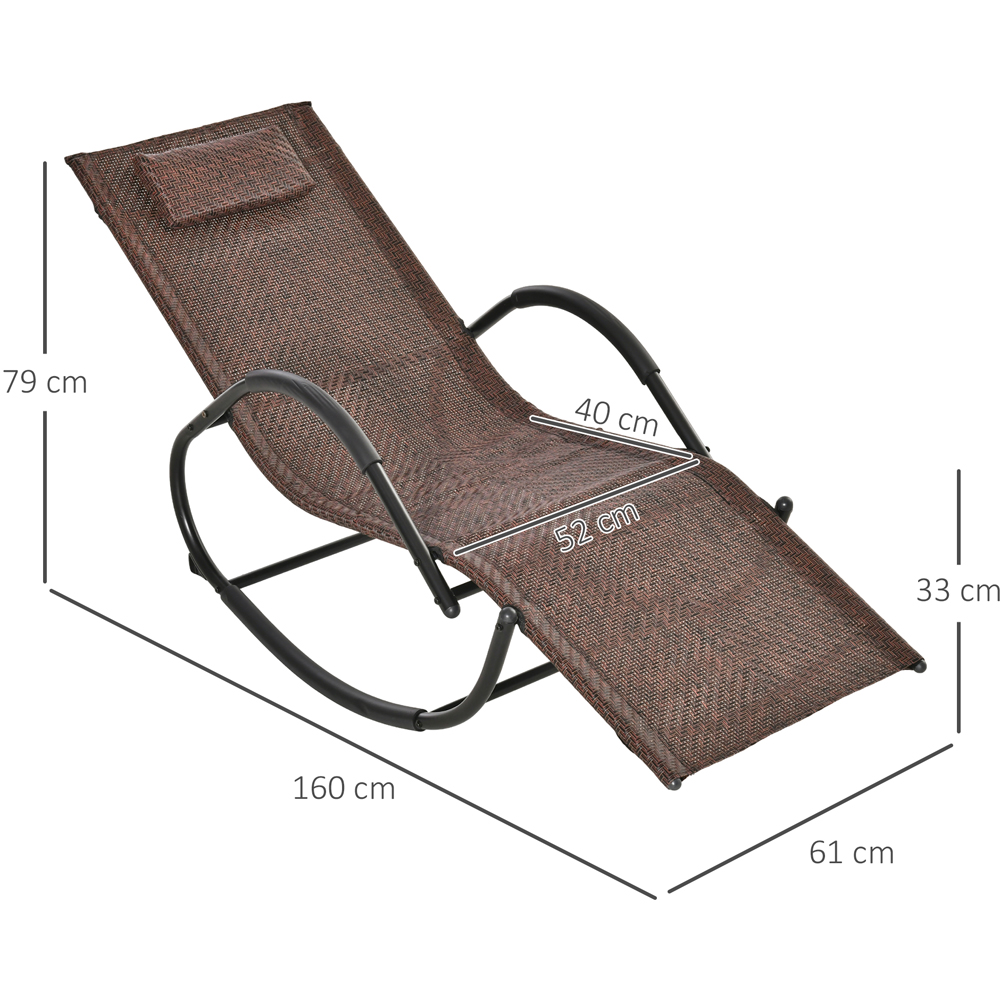 Outsunny Brown Zero Gravity Rocking Sun Lounger with Pillow Image 7